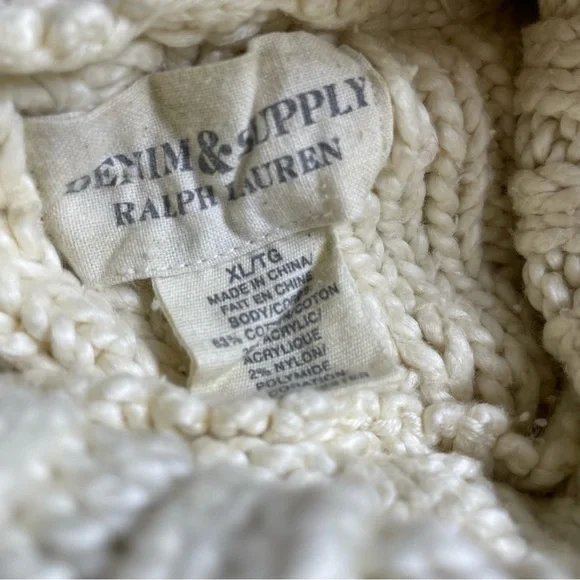 Ralph Lauren Chunky Cable Knit Fisherman Sweater Feminine Coquette XL - Picture 12 of 15